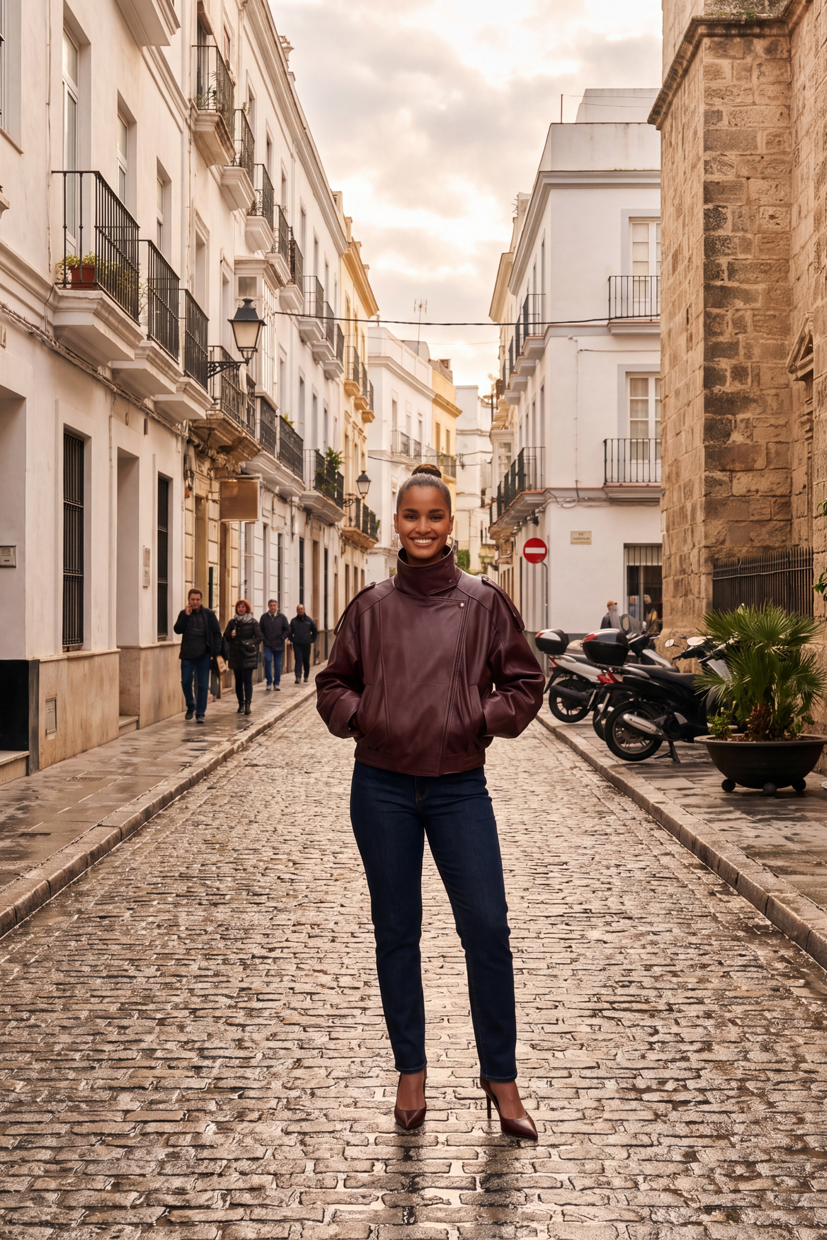 Chaqueta Cuir Bordeaux