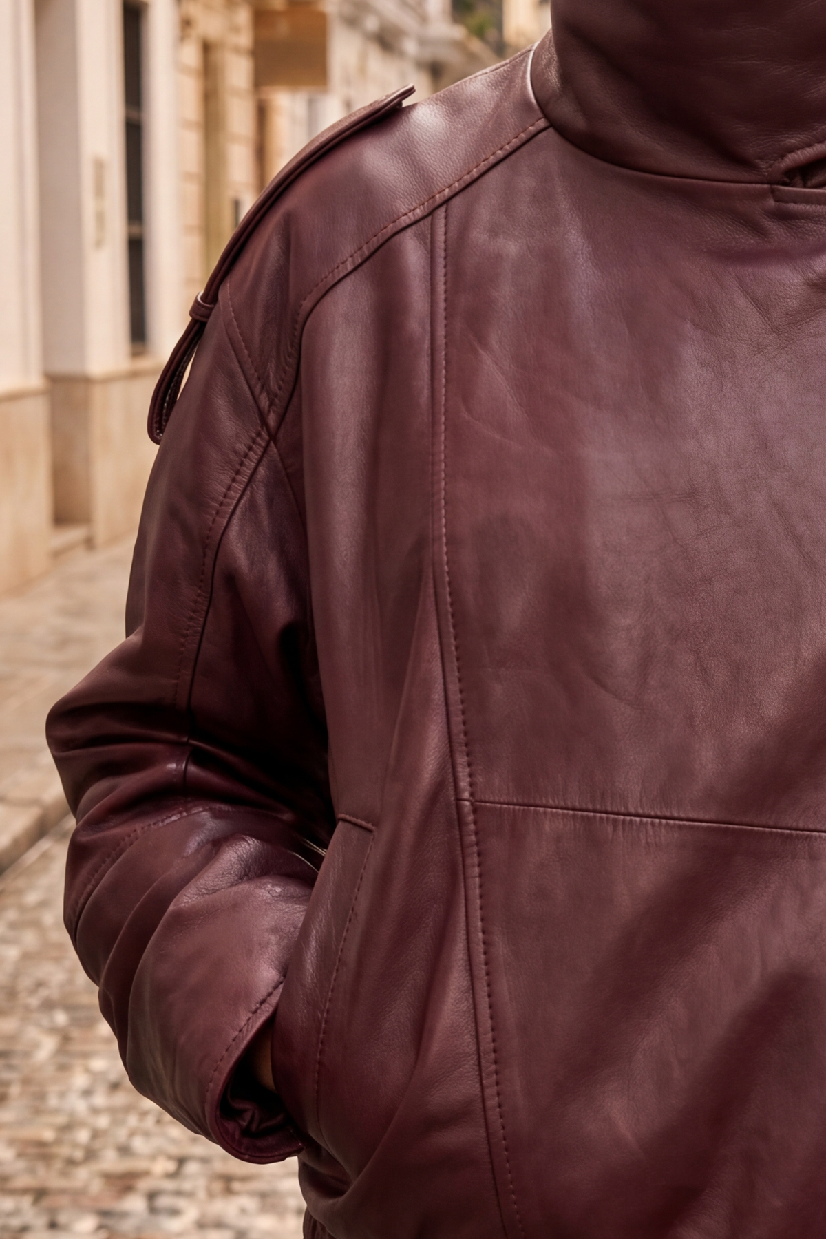 Chaqueta Cuir Bordeaux